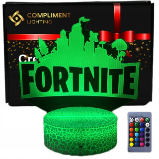 3D LED USB nočná lampa + diaľkové ovládanie ako darček k Fortnite
